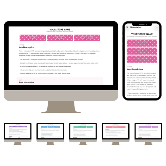 Polka Dot Modern Responsive HTML eBay Listing Template | Instant Download