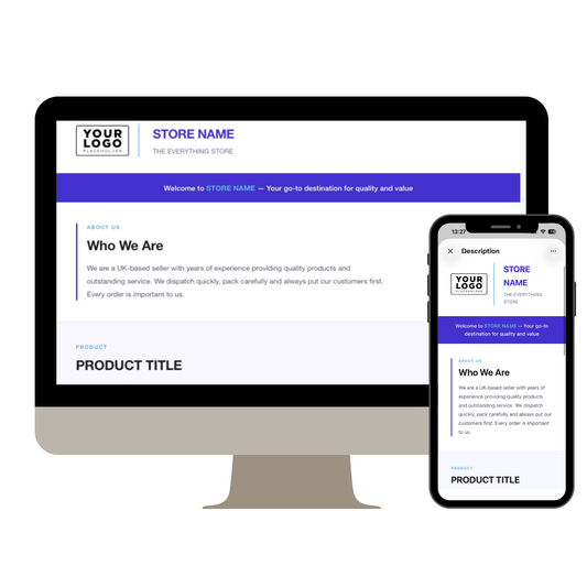 Professional eBay Store HTML Description Responsive Template | 7 Premium Colour Themes