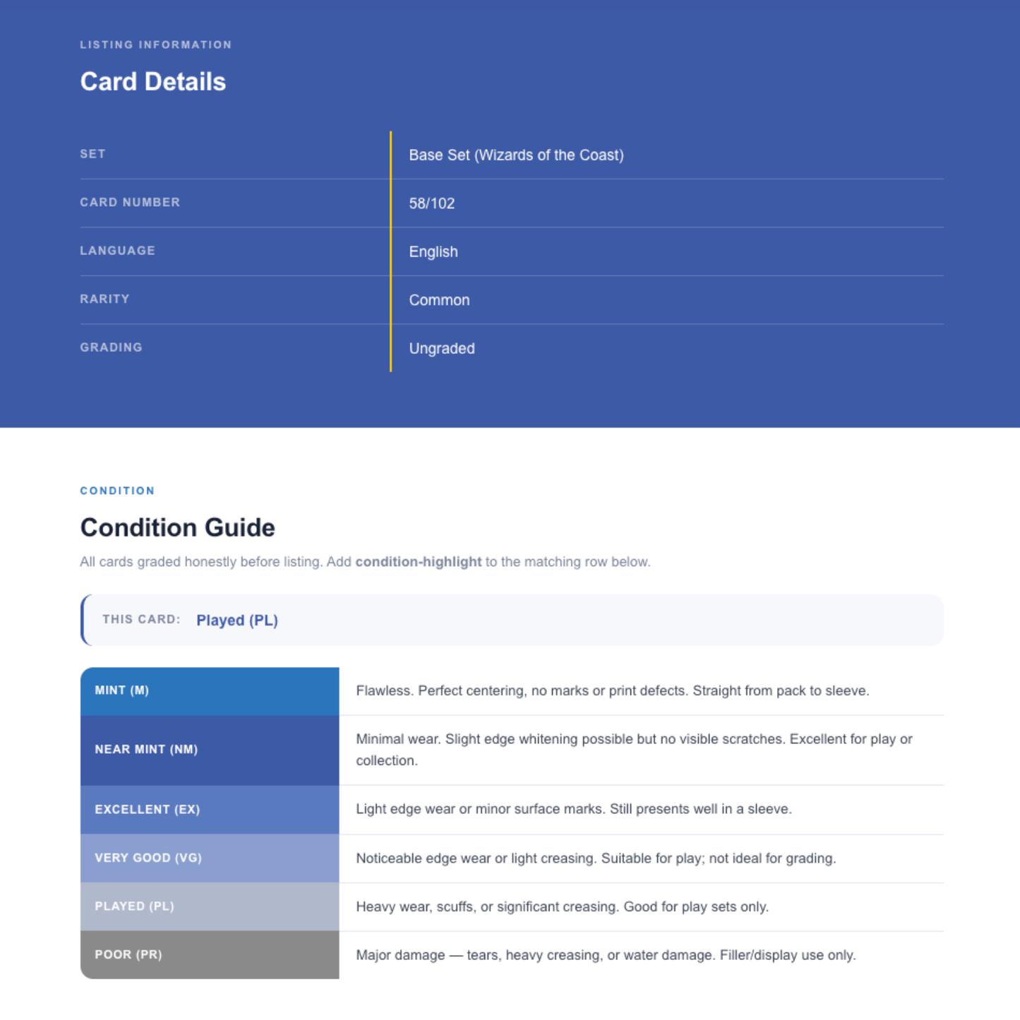 Pokémon Card eBay HTML Description Template High Converting Reseller Template Responsive Design