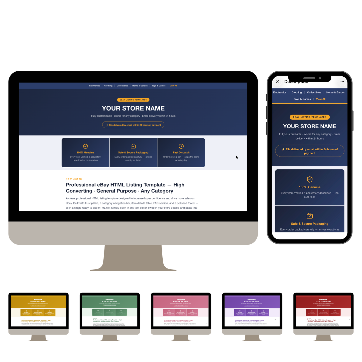 Modern Responsive HTML eBay Listing Template | Instant Download