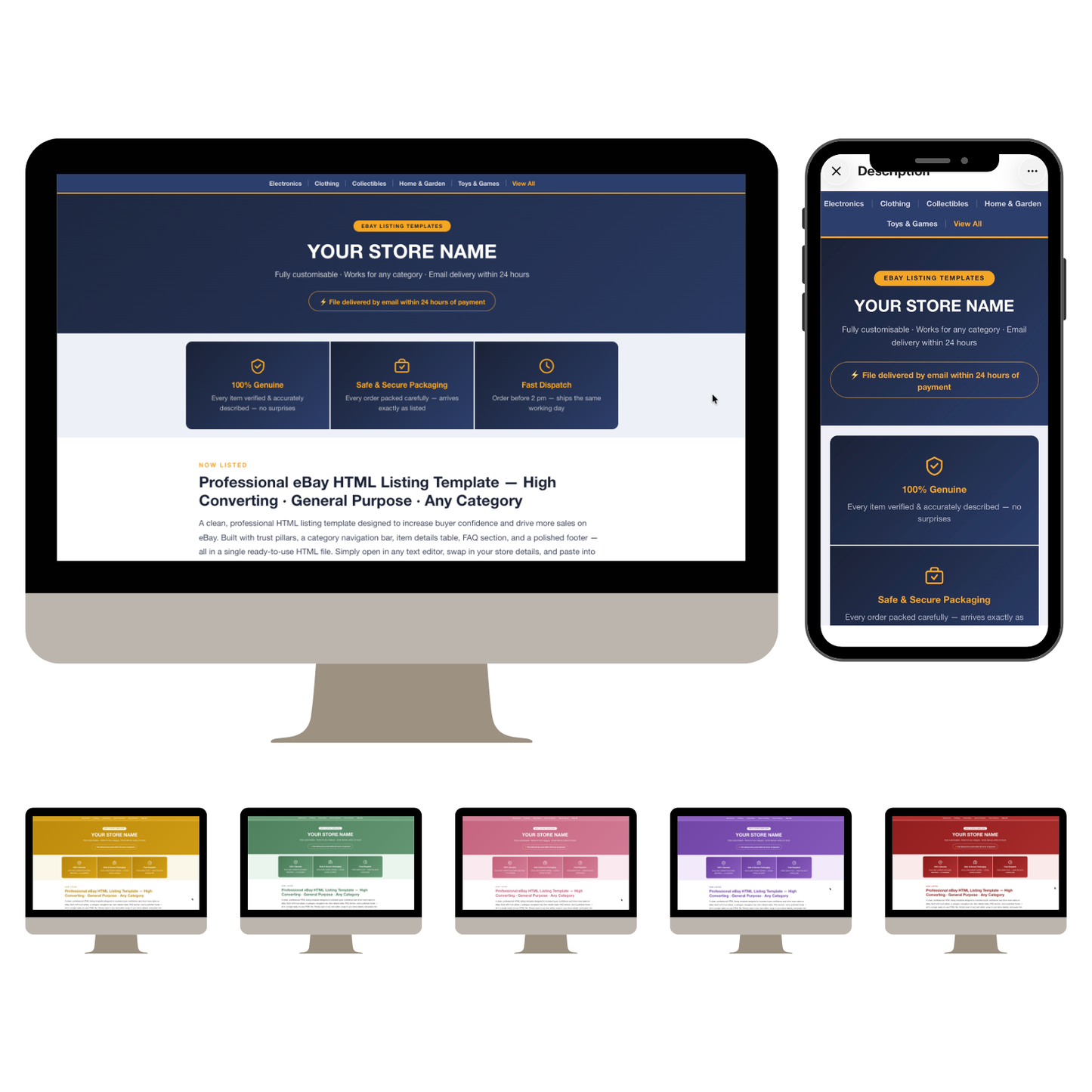 Modern Responsive HTML eBay Listing Template | Instant Download